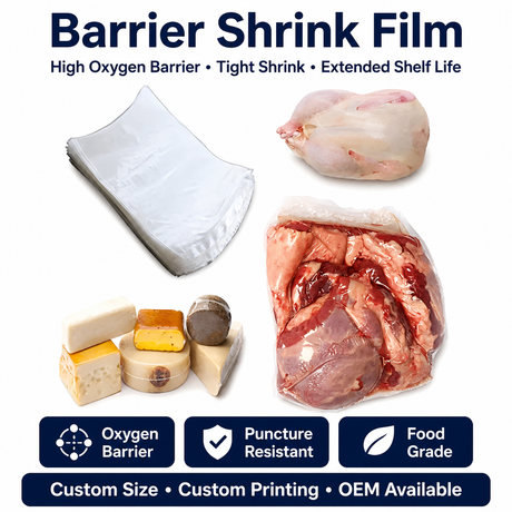 Sacs thermorétractables pour volaille, barrière de taille personnalisée, sac d'emballage en plastique étanche de qualité alimentaire pour viande fraîche, poulet, fromage