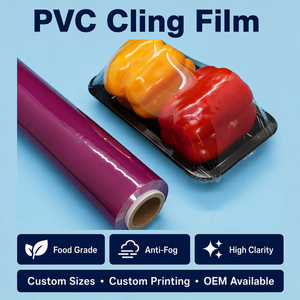 Rouleau géant de film étirable de film étirable de nourriture de PVC d'anti brouillard mou de couleur pourpre pour l'emballage alimentaire