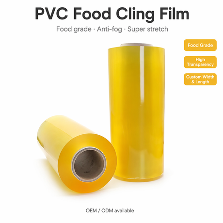 Rouleau de film étirable en PVC de qualité alimentaire | Emballage alimentaire personnalisé en plastique pour emballage de restauration de supermarché
